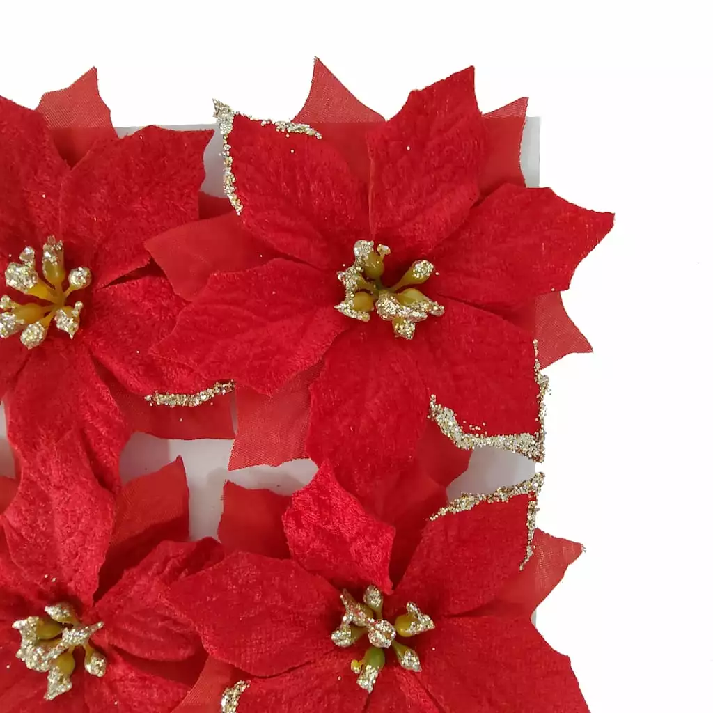 Buy ⭐ 3.5" Red Poinsettia Accents with Glittery Gold Tips by Ashland®, 4ct. 😍 4 Buy ⭐ 3.5" Red Poinsettia Accents with Glittery Gold Tips by Ashland®, 4ct. 😍 - Image 2