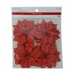 Top 10 🛒 3.5" Glittery Red Poinsettia Accents by Ashland®, 4ct. ⭐