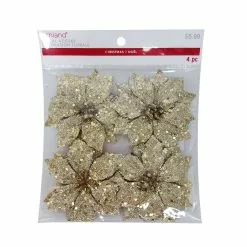 Hot Sale 💯 3.5" Glittery Gold Poinsettia Accents by Ashland®, 4ct. 😀