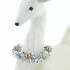 Promo 😀 20.5" White Standing Deer with Tinsel Wreath Tabletop Figure by Ashland® ✔️ -Michaels Store 10700887 3