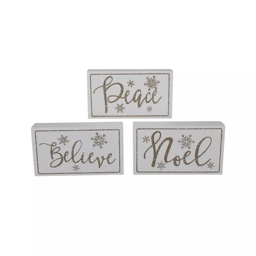 Best Sale ✨ Assorted 7'' Believe/Peace/Merry Block Tabletop Décor by Ashland® 😉 3 Best Sale ✨ Assorted 7'' Believe/Peace/Merry Block Tabletop Décor by Ashland® 😉