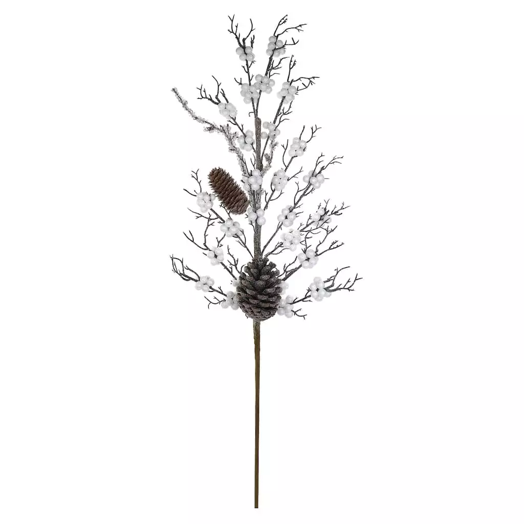 Wholesale ⭐ Silver & White Pinecone & Berry Stem by Ashland® 🥰 3 Wholesale ⭐ Silver & White Pinecone & Berry Stem by Ashland® 🥰