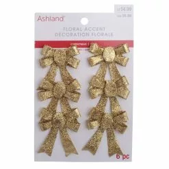 Coupon 😀 Gold Glitter Bows, 6ct. by Ashland® Christmas 👍