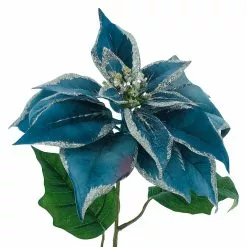 Best Sale 😀 Blue & Silver Poinsettia Stem by Ashland® ❤️ -Michaels Store 10701316 2