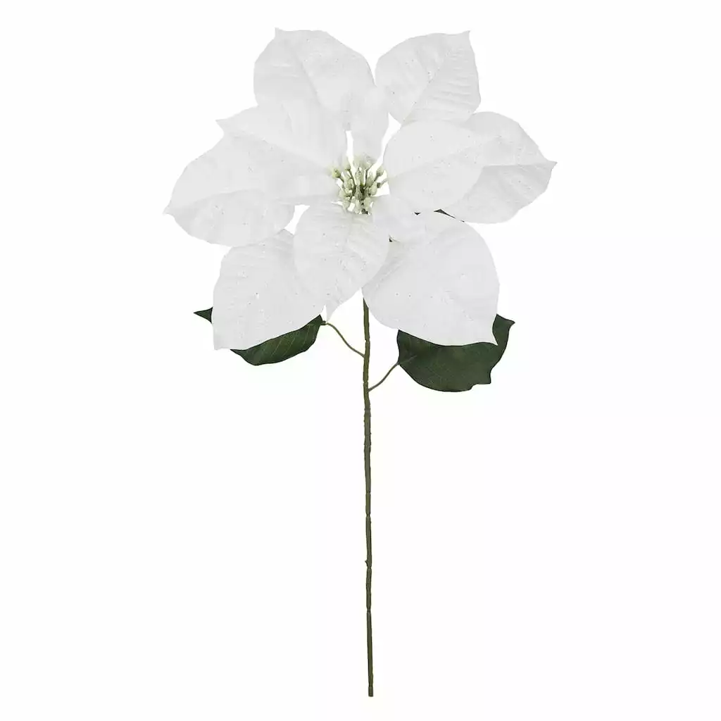 Hot Sale ⭐ Glittery White Poinsettia Stem by Ashland® 🧨 4 Hot Sale ⭐ Glittery White Poinsettia Stem by Ashland® 🧨 - Image 2