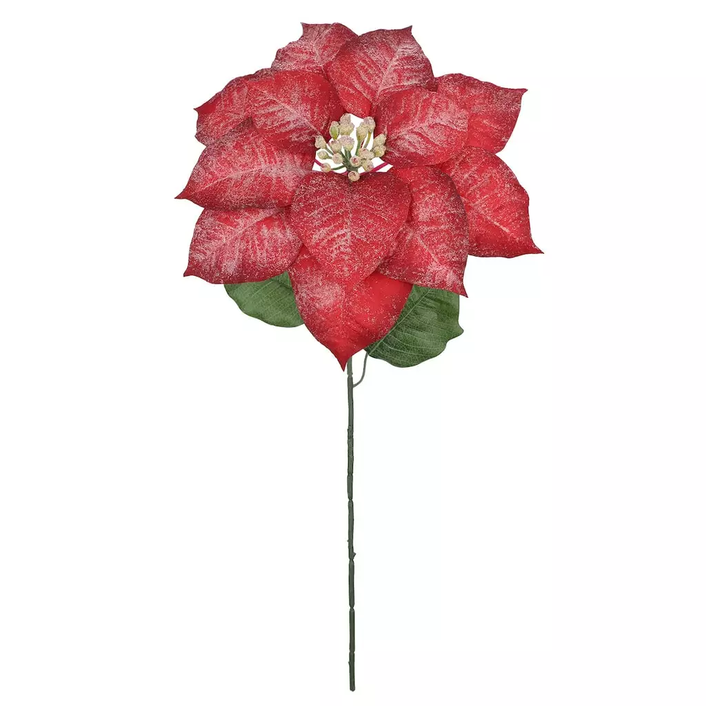 Outlet ✨ Iced Red Poinsettia Stem by Ashland® ⌛ 4 Outlet ✨ Iced Red Poinsettia Stem by Ashland® ⌛ - Image 2