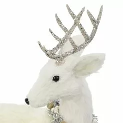Flash Sale ⌛ 16" White Sitting Deer with Tinsel Wreath Tabletop Figure by Ashland® ⌛ -Michaels Store 10701491 3