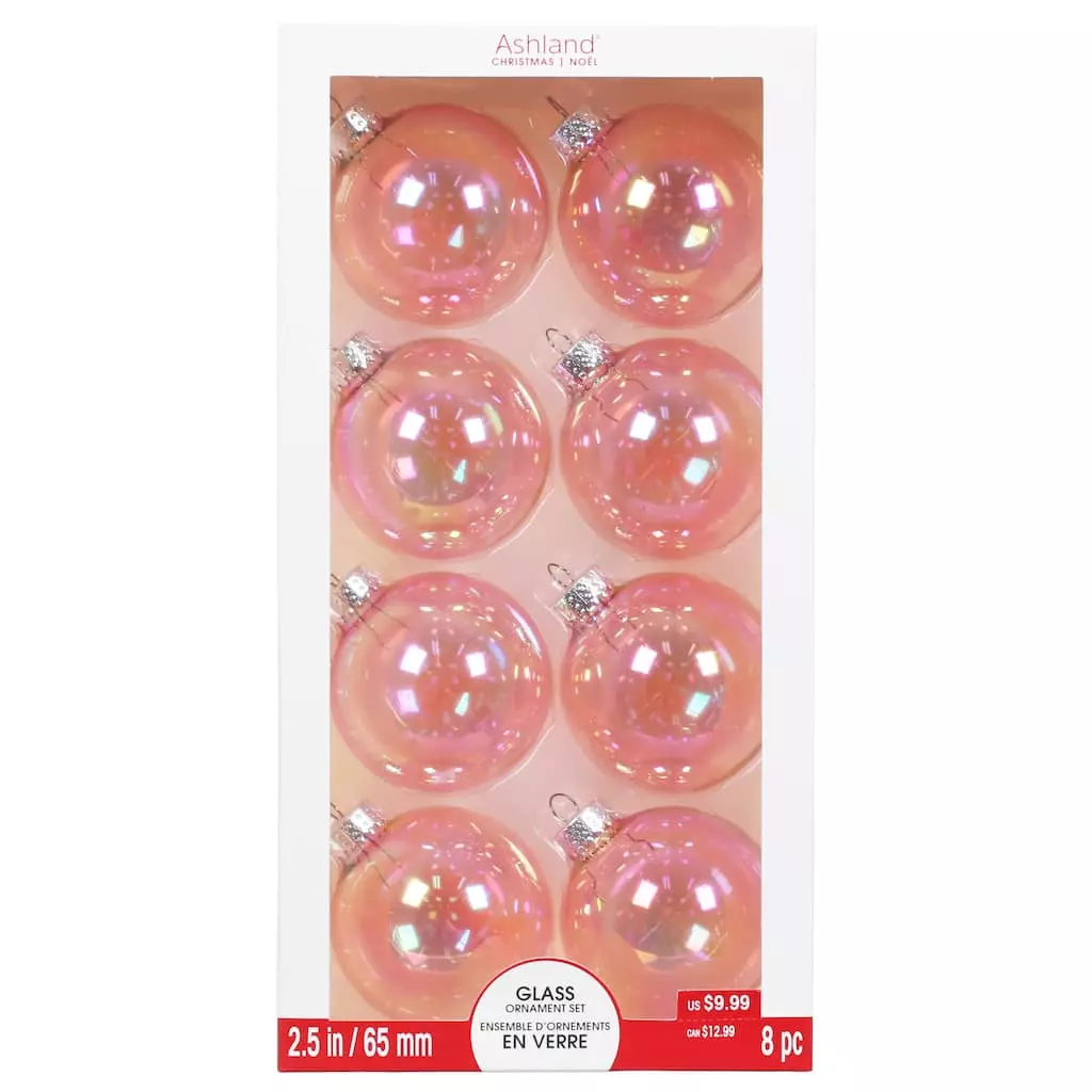 Brand new ❤️ Assorted 8ct. 2.5" Light Pink Glass Ball Ornaments by Ashland® 🔔 7 Brand new ❤️ Assorted 8ct. 2.5" Light Pink Glass Ball Ornaments by Ashland® 🔔 - Image 5