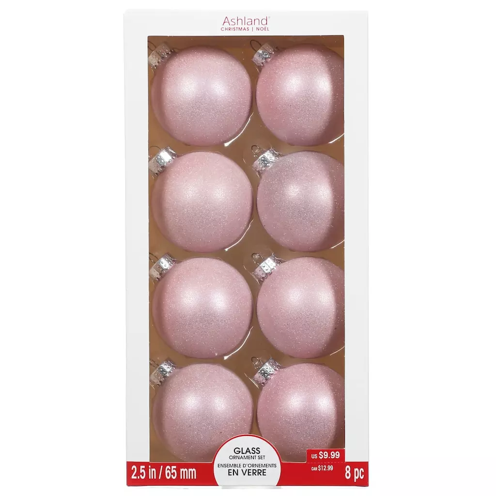 Brand new ❤️ Assorted 8ct. 2.5" Light Pink Glass Ball Ornaments by Ashland® 🔔 8 Brand new ❤️ Assorted 8ct. 2.5" Light Pink Glass Ball Ornaments by Ashland® 🔔 - Image 6