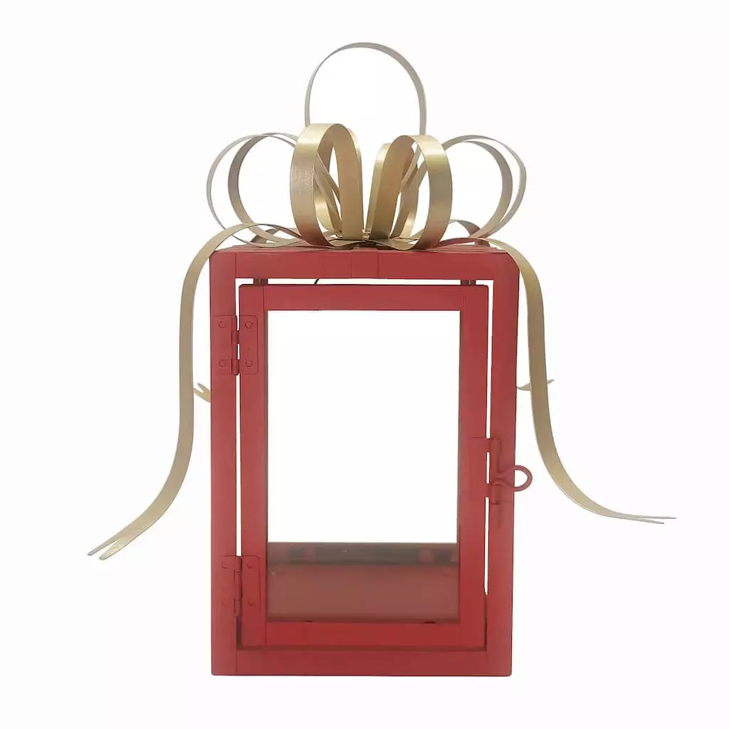 Best Pirce 😍 11" Red & Gold Gift Box Lantern by Ashland® ✨ 3 Best Pirce 😍 11" Red & Gold Gift Box Lantern by Ashland® ✨