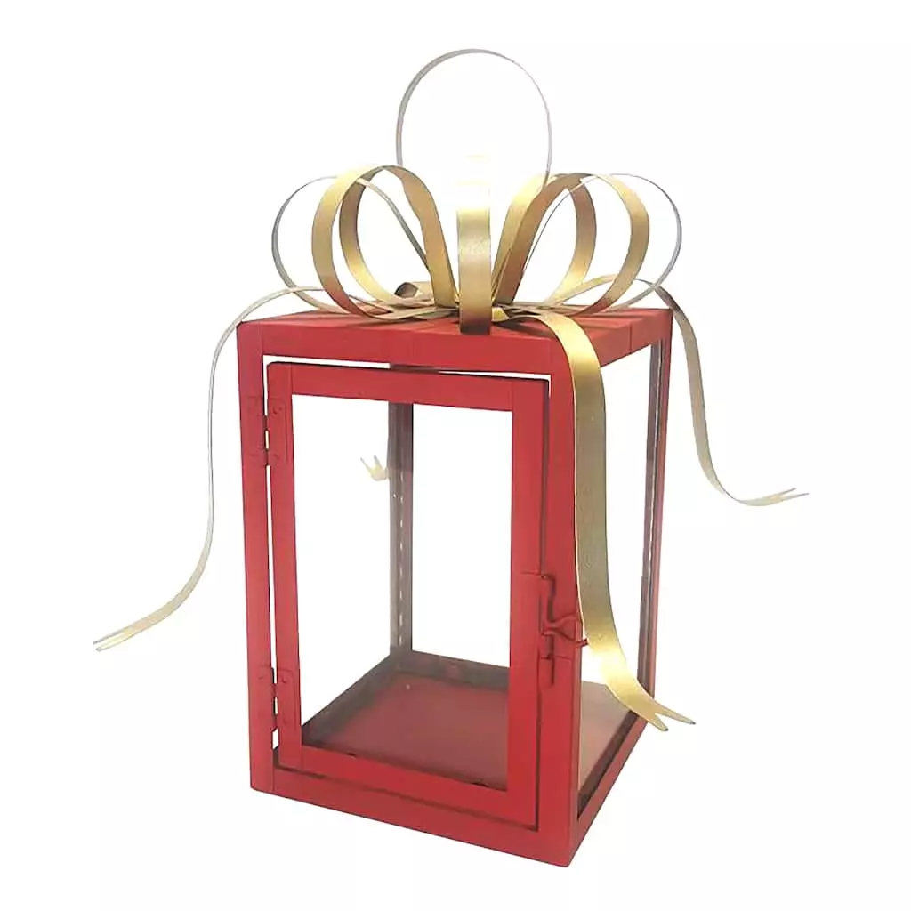 Best Pirce 😍 11" Red & Gold Gift Box Lantern by Ashland® ✨ 4 Best Pirce 😍 11" Red & Gold Gift Box Lantern by Ashland® ✨ - Image 2