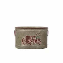 Discount 🔥 12" Oval Merry Christmas Galvanized Metal Bucket by Ashland® 🤩