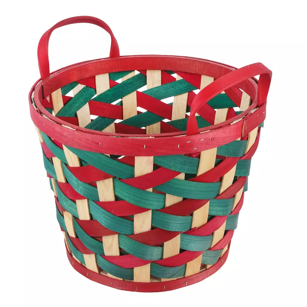 Promo 😍 11.5" Large Red and Green Woven Wood Chip Basket by Ashland® 🌟 4 Promo 😍 11.5" Large Red and Green Woven Wood Chip Basket by Ashland® 🌟 - Image 2