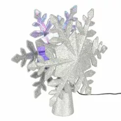 Discount 😉 9" Silver Glitter Snowflake Multicolor Light Projector Tree Topper by Ashland® 🎉 -Michaels Store 10701968 2