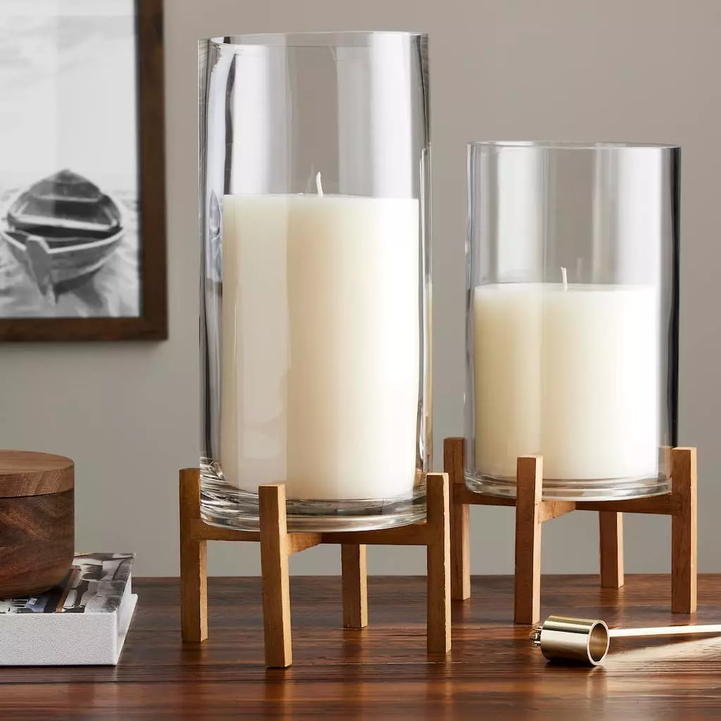 Wholesale ⭐ 6 Pack: 9" Glass Candle Holder with Wood Base by Ashland® 😉 4 Wholesale ⭐ 6 Pack: 9" Glass Candle Holder with Wood Base by Ashland® 😉 - Image 2