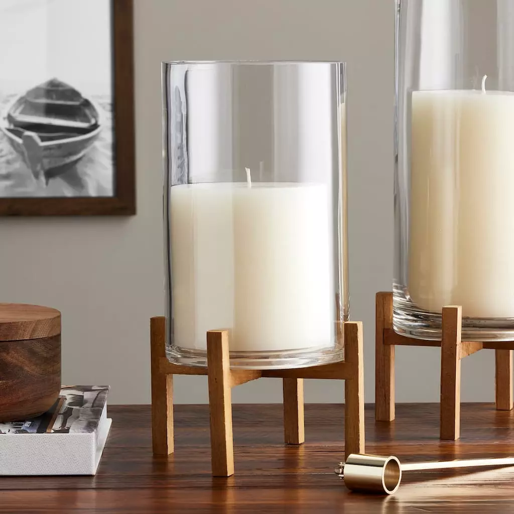 Outlet 🧨 6 Pack: 11.5" Glass Candle Holder with Wood Base by Ashland® 🧨 4 Outlet 🧨 6 Pack: 11.5" Glass Candle Holder with Wood Base by Ashland® 🧨 - Image 2