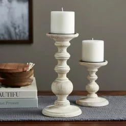 New ❤️ 8 Pack: 10" Whitewashed Wood Carved Pillar Candle Holder by Ashland® 🎉 -Michaels Store MP639296 20