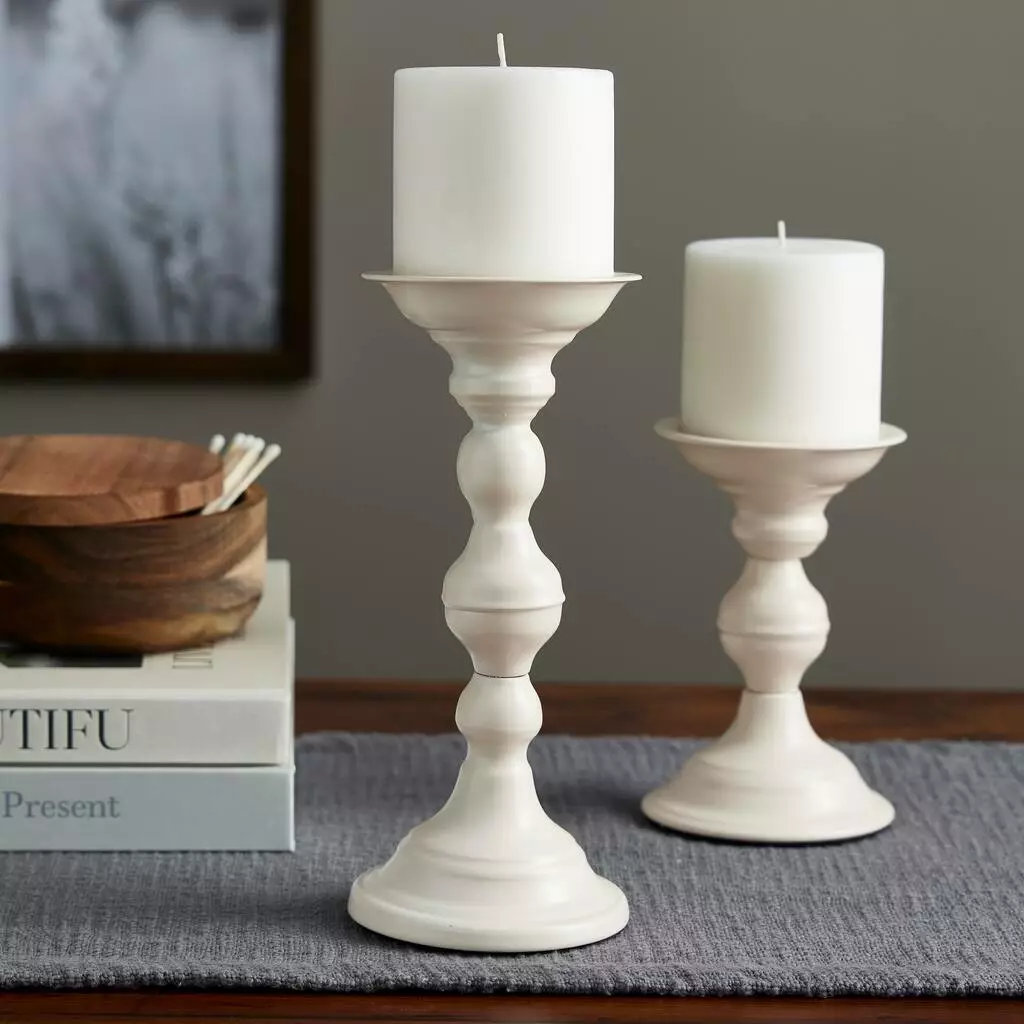 New 🤩 6 Pack: 9" Cream Metal Pillar Candle Holder by Ashland® 🎁 4 New 🤩 6 Pack: 9" Cream Metal Pillar Candle Holder by Ashland® 🎁 - Image 2