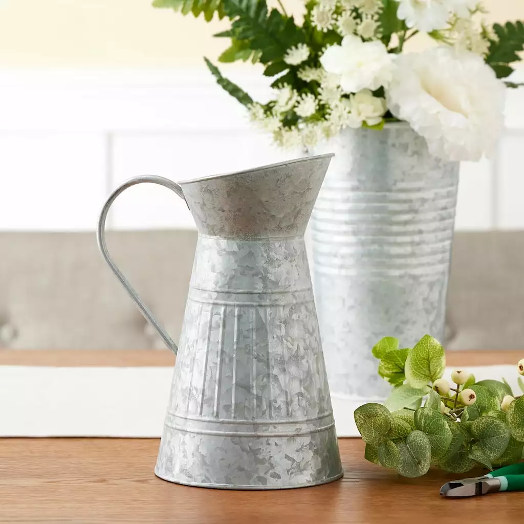 Best Pirce ๐ 12 Pack: 10" Whitewashed Galvanized Metal Pitcher by Ashland® ๐ 4 Best Pirce ๐ 12 Pack: 10" Whitewashed Galvanized Metal Pitcher by Ashland® ๐ - Image 2